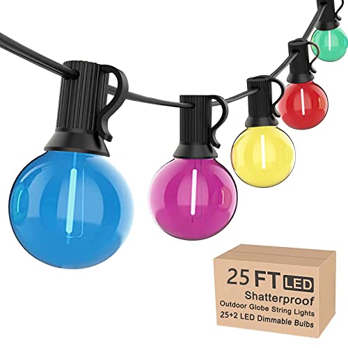 G40 LED Outdoor String Lights，25Ft Globe Multicolor Christmas Decorations String