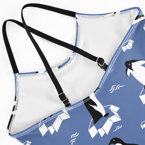 Girls Cute Penguins Swimsuit One Piece Bathing Suit Kids Swimming Suits Beach Swimwear 3-10T4
