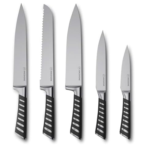 AMUSHOME 5-Piece High Carbon Kitchen Knife Set Cover
