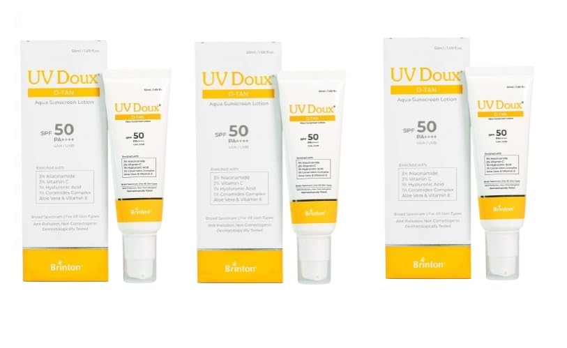 UV Doux D-Tan Aqua Sunscreen Lotion SPF 50 PA++++ | India’s No.1 Dermatologist Recommended Brand |Ceramide, Niacinamide & ... - Review, Price and Buying Guide