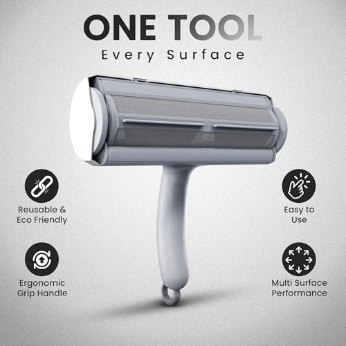 Image of CALMZY Pet Hair Removal Tool, Reusable Lint Roller for Pet Hair, Dog Hair Remover Couch for Cleaning Rug, Carpet, Bed, Cat Hair Remover & Updated 2025, Pet Hair Remover Roller (Grey & White)