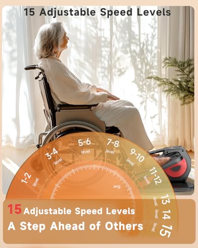 Under Desk Elliptical Machine, Electric Ellipse Leg Exerciser as Seen on Tv for Seniors with 15 Adjustable,Quiet&Compact Electric Pedal Exerciser for Seniors, Leg Exerciser While Sitting with Remoter - Image 3