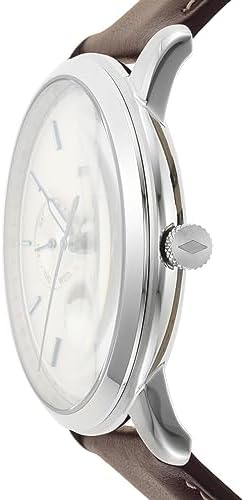 Fossil Men's Neutra Quartz Stainless Steel and Leather Multifunction Moonphase Watch, Color: Silver, Brown (Model: FS5905)