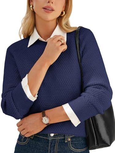 GRACE KARIN Women's Fall Knit Sweater Top, Long Sleeve Merino Woo...