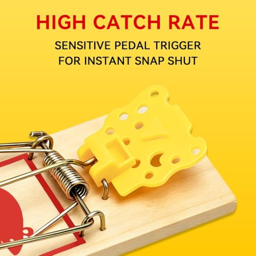 Image of LULUCATCH Mouse Traps,48 Pack Classic Plastic Pedal Snap Traps for Indoor Outdoor Use, Fast & Effective High Catch Rate Wooden Mouse Traps, Reusable Mice Rodent Traps for Home, Garage & Kitchen
