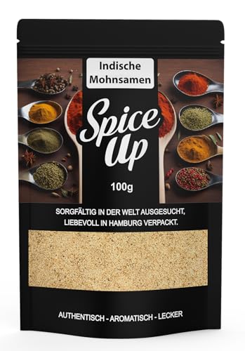 Spice Up Weiße Indische Mohnsamen 100g – White Poppy Seeds – 100% naturreine Mohnsamen – Mild-nussig & aromatisch – Für Currys, Saucen, Süßspeisen & Ayurveda – Vegan & ohne Zusatzstoffe