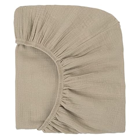 100% Organic Cotton Muslin Fitted Crib Sheet - Fits Standard Crib and Toddler Bed Mattress Size - Latte Light Brown - Nora's Nursery Cover