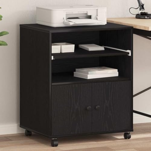Générique Support d'imprimante avec Stockage Chêne Noir 60 x 48 x 74 cm,Autres, Supports pour imprimante,862287