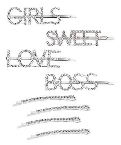 Sparkly Word Hair Clip Letter Barrettes Pins Crystal Bobby Pins Bling Handmade Luxury Rhinestones Hair Jewellery Headwear Accessories for Women Ladies Girls