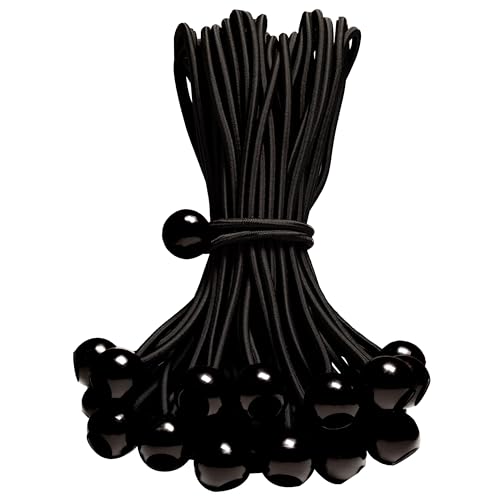 50-Piece YELIER Ball Bungee Cord (Black 4) UV Resistant Antioxidant Secure Tie Down