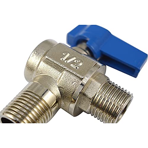 OGQNPJJCJ DN15 DN20 - Válvula triangular de gran flujo con núcleo de bola de cobre galvanizado macho de 1/2 3/4 pulgadas para calentador de agua a gas natural (1l2 (mango azul)