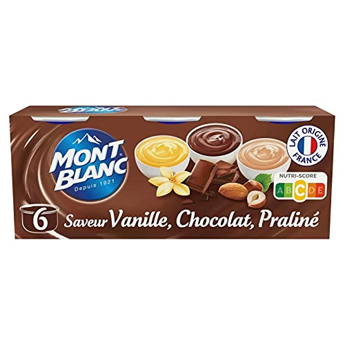 MONT BLANC - Crème Dessert Multivariétés Chocolat/Vanille/Praliné 6X125G - le Lot De 3