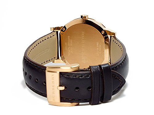 Burberry Luxury Rare Rose Gold Watch Womens Unisex Men The City Brown Authentic Leather Beige Dial Date BU9013