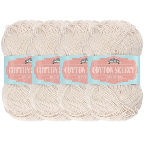 JubileeYarn Cotton Select Yarn - 50g/Skein Sport Weight - Moon Beam - 4 Skeins