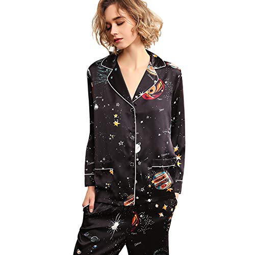 AIYIFU Damen Satin Pjs Seide Pyjama Set Langarm Loungewear Luxus Seide...
