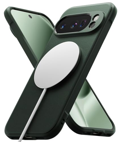 Image of Ringke Onyx Designed for Google Pixel 10 Pro Case [Compatible with MagSafe] [Non-Slip Grip Texture] Anti-Fingerprint Slim-Fit Lightweight Protective Back Cover - Magnetic Dark Green