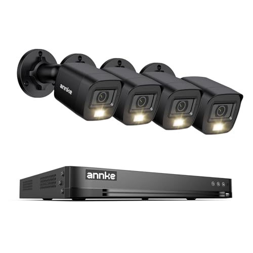 ANNKE 32 Canales Grabador 3K Lite DVR Sistema de Cámara de Seguridad con Detección de Movimiento AI, 4X 1080P Cámaras Bullet Analógicas Cableadas con Visión Nocturna en Color Inteligente, No HDD
