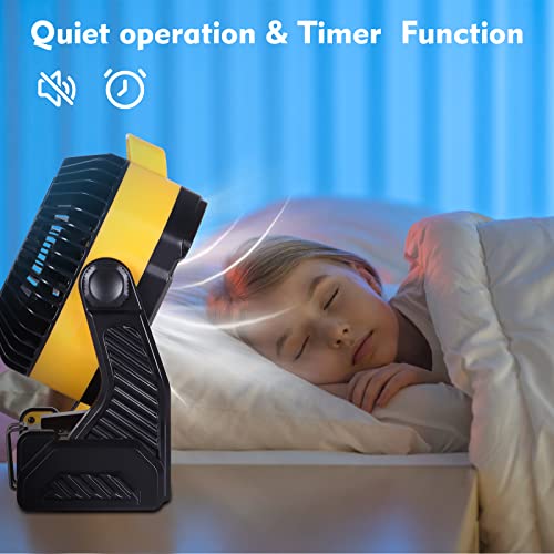 RUNTOP-Camping-Fan-Rechargeable-Fan-Portable-Battery-Powered-Fan-Battery-Operated-Fan-with-Hook-2-BladesCamping-Fans-for-Tents-Beach-Fan-USB-Table-Outdoor-Fan-270Rotation-Timer-Funtion-Light