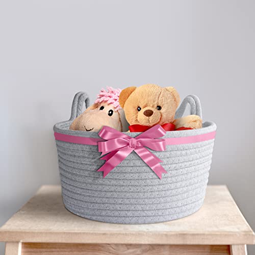Image of Small Cat Ears Toy Organizer, Woven Cotton Rope Basket, Decorative Nursery Bins & Boxes Gift Basket Empty for Baby Pet Toy Storage