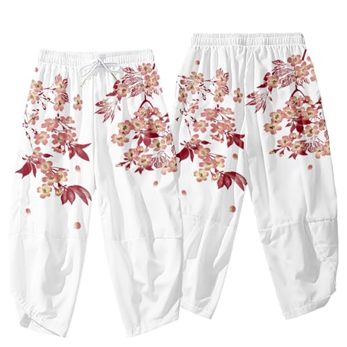 Image of DOSLAVIDA Men's Japanese Kimono Jacket Set Stylish Open Front Coat With Shorts Chinese Style Printed Cardigan Suit