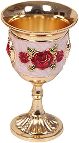 DOITOOL Copa de vino de metal, estilo vintage, con incrustaciones de vidrio de chupito, aleación de zinc, tallo tallado de licor blanco, copas de