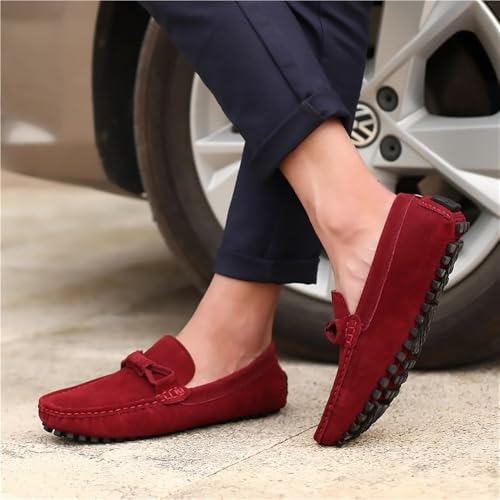Prom Casual Slip-ons Round Toe Driving Loafers Suede Vamp Loafers for Men Anti-Slip Flat Heel2