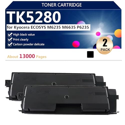 TK5280 Toner Cartridges Compatible for Kyocera ECOSYS M6235 M6635 P6235 Printer, High Yield 13000 Pages,Black-2 pack