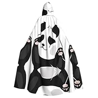 POEZJZW Funny Panda Pattern Poncho Halloween Hooded Cape Women'S Men'S Halloween Dress Up Party Cosplay Costumes