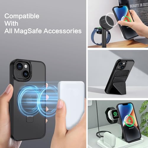 DUEDUE for iPhone 14 Plus Case Magnetic with Ring Stand[Compatible with Magsafe], Full Body Protective Cover Slim Shockproof Kickstand Phone Case for Apple iPhone 14 Plus 6.7", Black - image 3