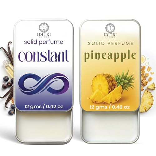 Image of Solid Perfume |pineapple&Constant Alcohol Free Wax Perfume Balm, Long Lasting | Pocket Tin 12g, Pack Of 2| Non Greasy Smooth Glide, Travel Friendly Men And Women