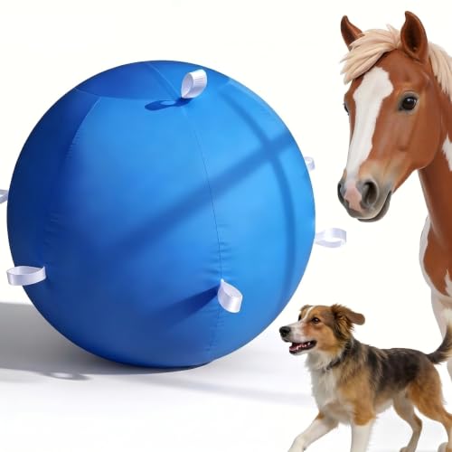 SWYIVY 25 Dog Horse Ball&Cover with Straps Herding Ball for Dogs Blue Heelers Harding Dog Large Mega Pets Soccer Ball for Australian