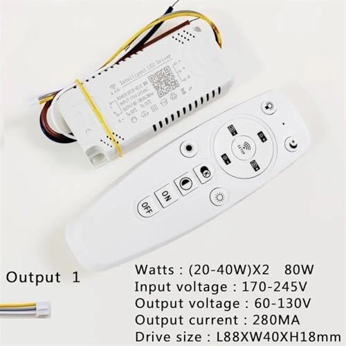Driver LED Intelligente con Controllo App e Telecomando 2.4G – 12-24W, 40W, 80W, 120W, 360W per lampadari dimmerabili con Cambio Colore((20-40W) X2 80W)