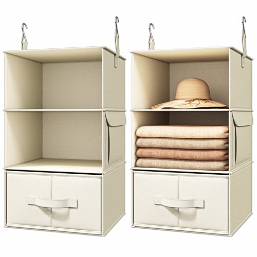 Vailando 3-Shelf Hanging Closet Organizer (Set of 2) Beige