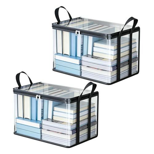 2-Pack Large Clear Book Storage Bags - Waterproof Plastic Comic