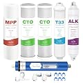 SimPure 6-Stage 75 GPD RO Complete Replacement Filter Set, Compatible with APEC Essence Series Alkaline Reverse Osmosis Water Filter System ROES-PH75, RO Filters Replacement for FILTER-MAX-ESPH