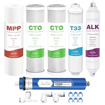 SimPure 6-Stage 75 GPD RO Complete Replacement Filter Set, Compatible with APEC Essence Series Alkaline Reverse Osmosis Water Filter System ROES-PH75, RO Filters Replacement for FILTER-MAX-ESPH