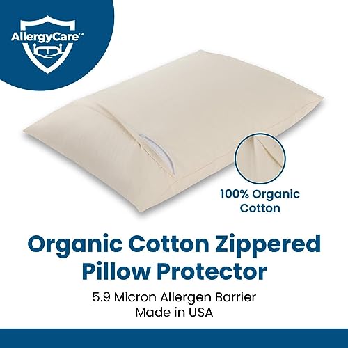 BARGOOSE-AllergyCare-Zippered-Organic-Cotton-Pillow-Protector-Woven-Barrier-Zippered-Pillow-Cover-Protects-Against-Pet-Dander-Dust-and-Other-Irritants-King-Natural