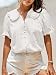 Tankaneo Womens Puff Sleeve Shirts Peter Pan Collar Button Down Cotton Blouse Casual Summer Textured Tops White