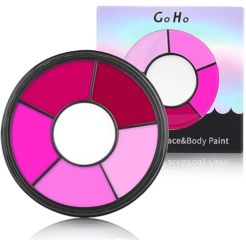 Go Ho 6 Colors Hot Pink Face Body Paint,Cream Washable Formula Face Paint for Adults Children Halloween Cosplay,Body Paint SFX Makeup Palette,Professional Face Paint Makeup Cover