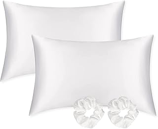 AsoHomx Satin Pillowcases for Hair and Skin, Super Soft Silky Pillow Cases Set of 2, Cooling Satin Pillow Covers with Scru...
