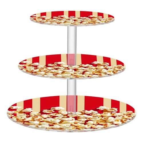 PYBUG Popcorn 3 Tier Acrylic Cupcake Stands Tower,Dessert Table Display Set for Tea Party,Wedding,Birthday, Baby Shower