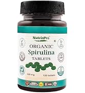 NUTRINPRO Single Pack Organic Spirulina Tablets - 100% Pure Vegan, Non-GMO, Gluten Free, Chemical...