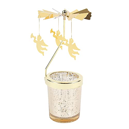 Eforcase Rotary Candle Holder, Gold Angel Spinning Flying Angel Tea Lights Candle Holder, Spinning Candle Holder with Cup Romantic Candlestick Ornament for Wedding Party Christmas Home Decor