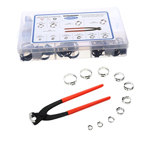 Balacoo Pipe Clamp Set 115pcs Stainless Steel Hose Clamps with Plier for Gas Transmission Automotive