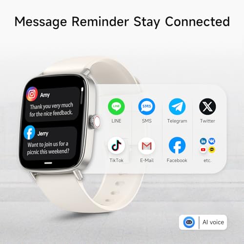 Image of Smart Watch for Women, 1.85 inch HD Smartwatch Compatible iPhone /Samsung /Android (Answer /Make Calls), 100+ Sport Modes Fitness Tracker with Heart Rate /Sleep /Step Monitor, IP68 Waterproof (Beige)