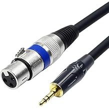 XLR to 3.5mm 1/8 inch Stereo Microphone Cable for Camcorders, DSLR Cameras, Computer Recording Device and More - 1.6ft/50cm