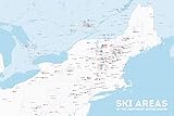 Northeast Ski Resorts 24x36 Map Poster (White & Light Blue)