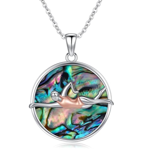 Suiknsn Swimming Necklace for Women Swimmer 925 Sterling Silver Swimming Pendant Necklaces Sport Accessories Jewelry Birthday Graduation Swim Fan Gifts for Friend