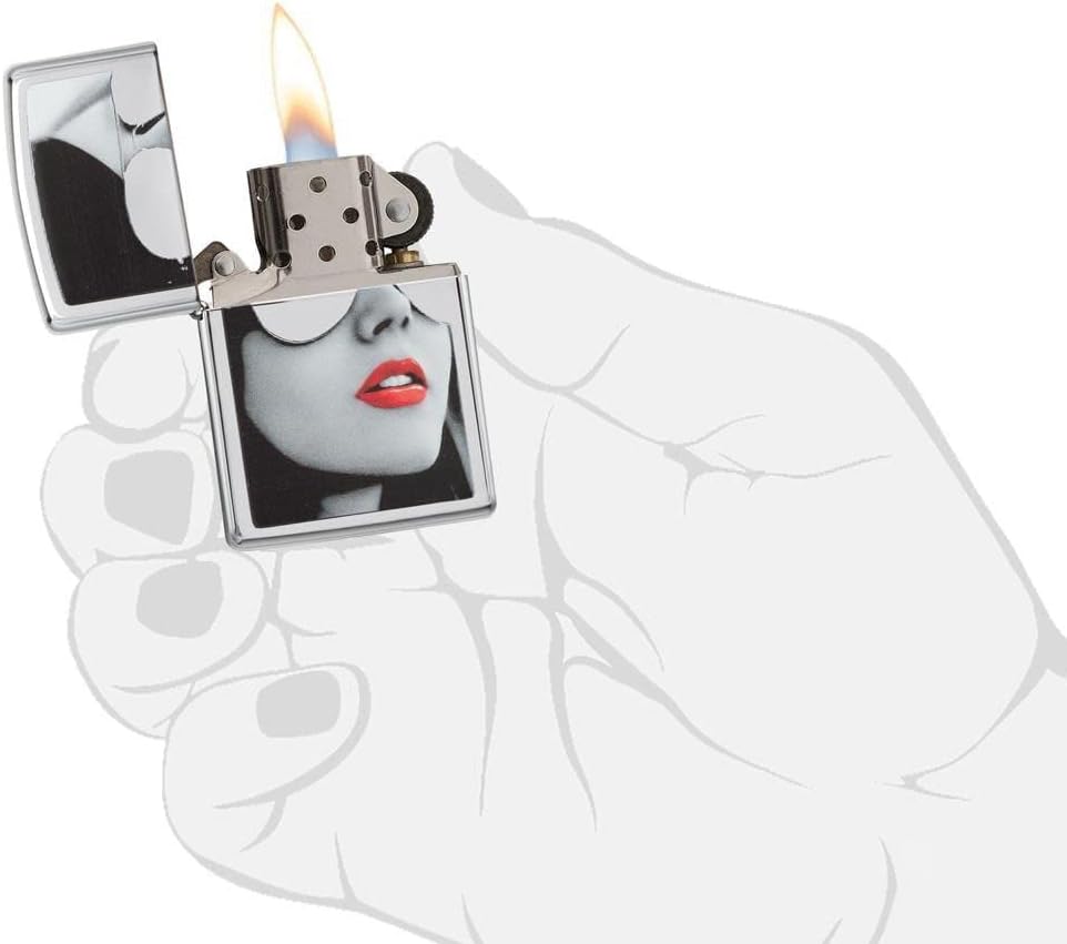 Personalized Gold Design Lighter, High Polish Chrome - Free Engraving - Christmas, Halloween & Valentines Day Gift