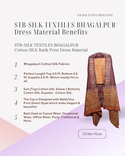 Image of STB-SILK TEXTILES BHAGALPUR Salwar Suit Cotton Silk Batik Print Dress Material Unstitched Suits Piece With Dupatta Dress material for women & girls